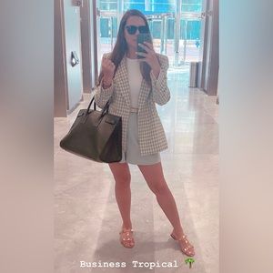 Zara houndstooth pastel green and white blazer